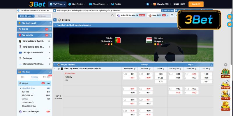 Tỷ lệ soi kèo Bồ Đào Nha vs Hungary 01h45 ngày 15/10/2025